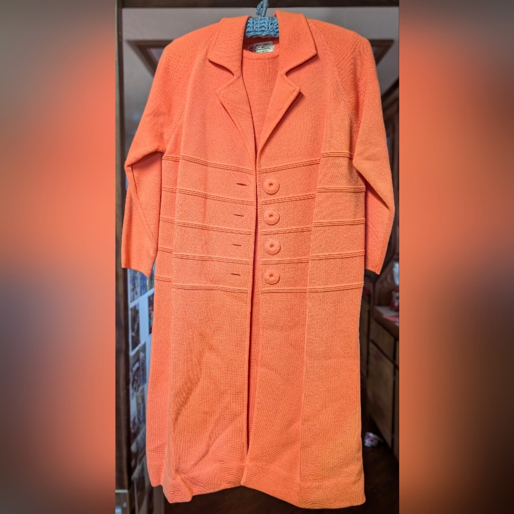 Elegant Wool Coral Coat and Dress for Women